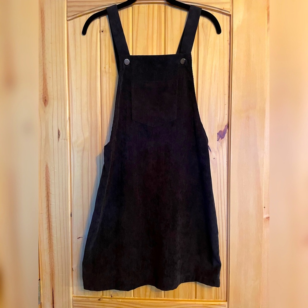 Black Corduroy Overall Pinafore Dress
